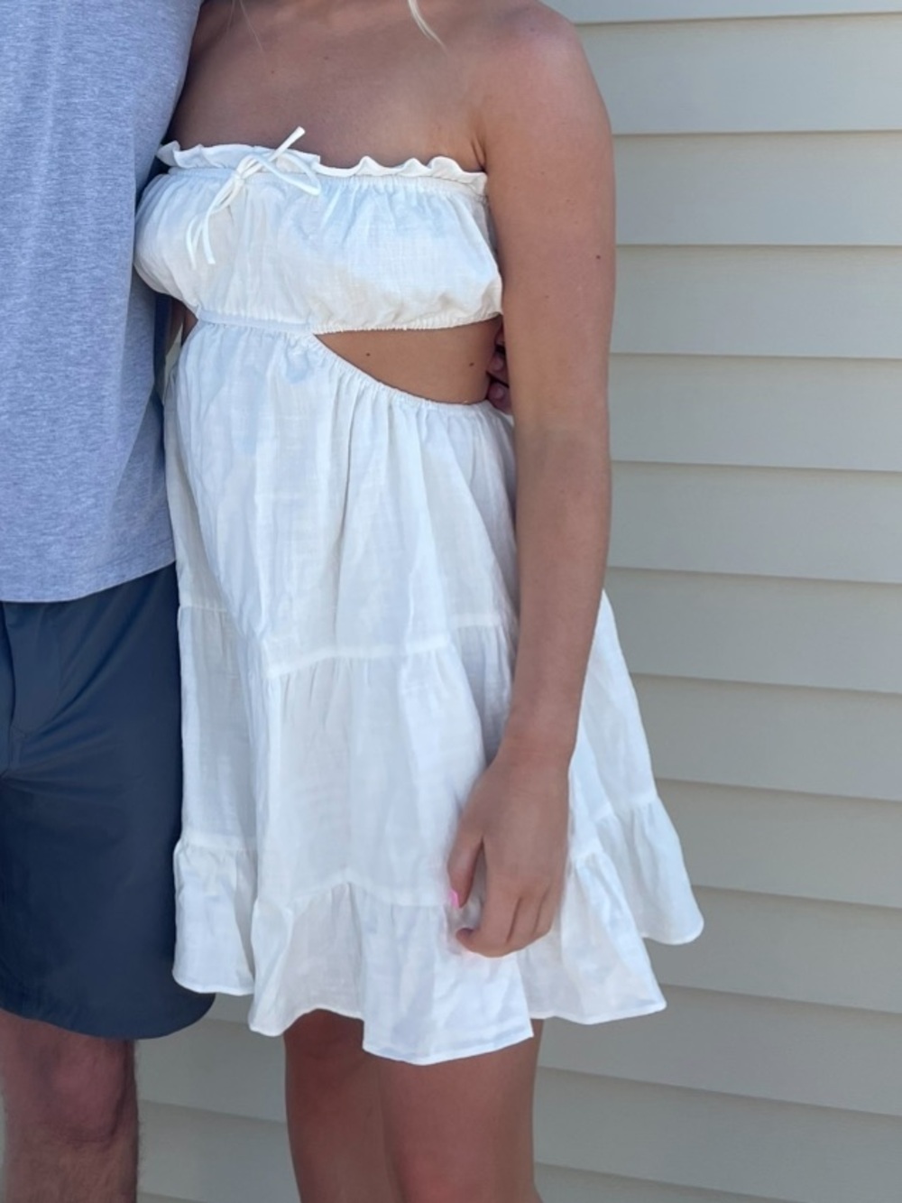Sabo Skirt White Strapless Mini Dress with Cutout